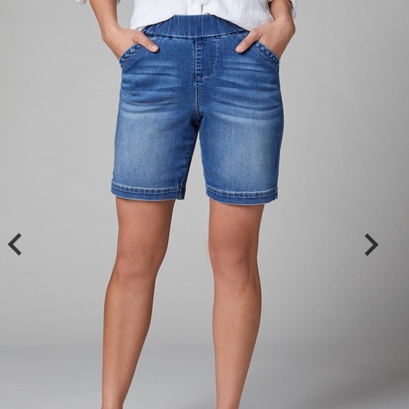 Jag Petite Gracie 7" Bermuda Jean Shorts Elastic Waist - Picture 7 of 8